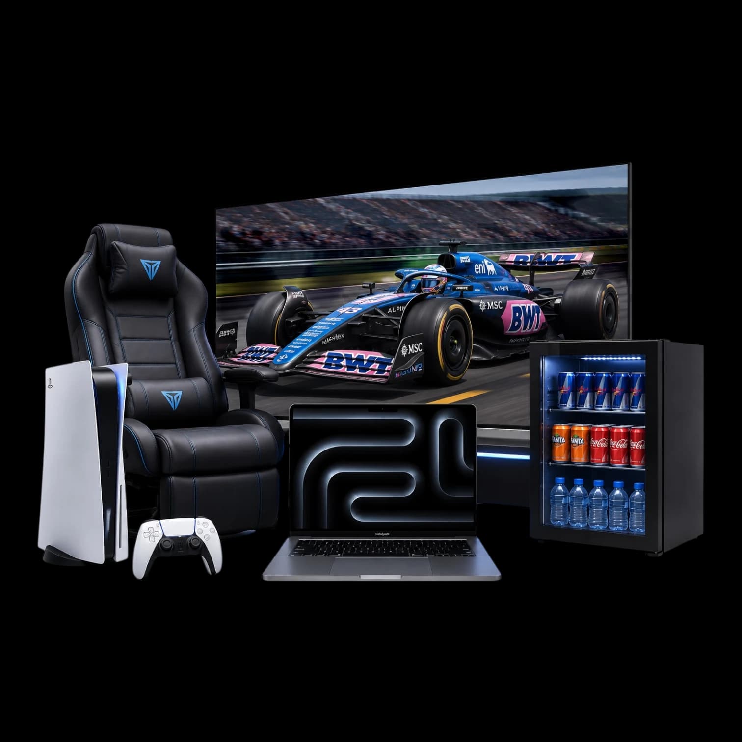 Premios del sorteo 2: silla gamer, televisión, PlayStation 5, notebook y frigobar.